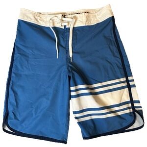 Mossimo Supply Co. Men's Blue And‎ White Drawstring Waist Swim Shorts Size 32